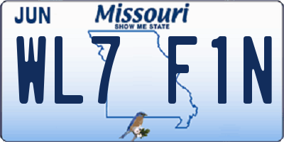 MO license plate WL7F1N