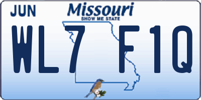 MO license plate WL7F1Q