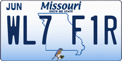 MO license plate WL7F1R