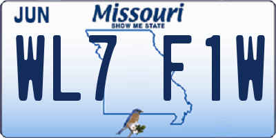 MO license plate WL7F1W