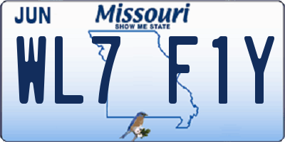 MO license plate WL7F1Y