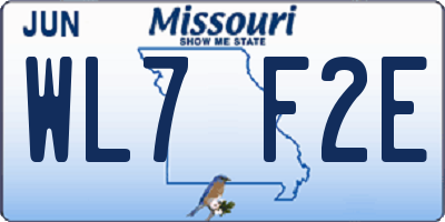 MO license plate WL7F2E