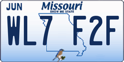 MO license plate WL7F2F