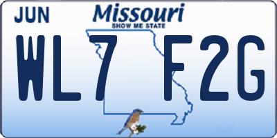 MO license plate WL7F2G