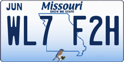 MO license plate WL7F2H
