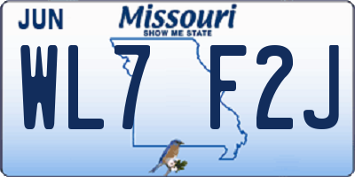 MO license plate WL7F2J