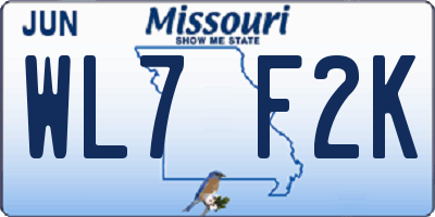 MO license plate WL7F2K