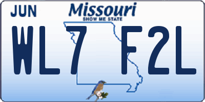 MO license plate WL7F2L