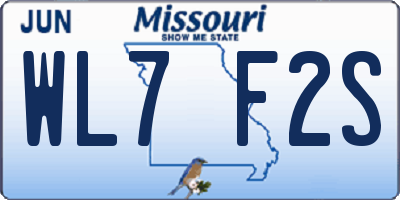 MO license plate WL7F2S