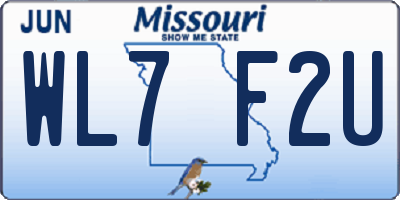 MO license plate WL7F2U