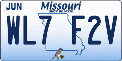 MO license plate WL7F2V