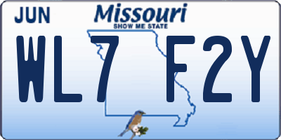 MO license plate WL7F2Y