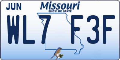 MO license plate WL7F3F