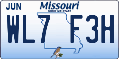 MO license plate WL7F3H