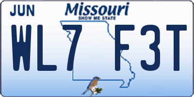 MO license plate WL7F3T