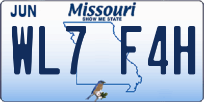 MO license plate WL7F4H
