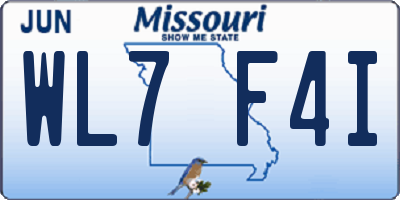 MO license plate WL7F4I