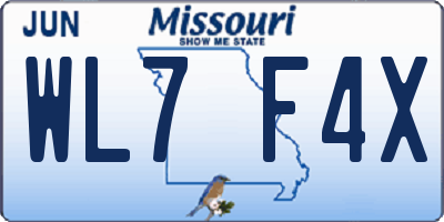MO license plate WL7F4X