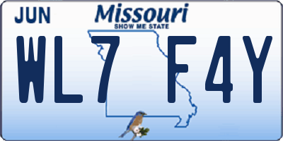 MO license plate WL7F4Y