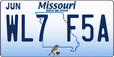 MO license plate WL7F5A