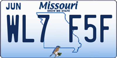 MO license plate WL7F5F