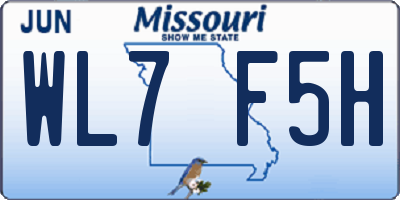 MO license plate WL7F5H