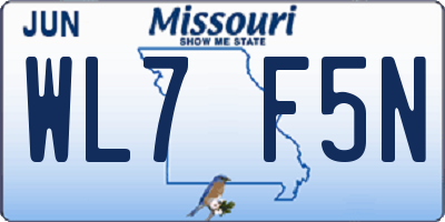MO license plate WL7F5N