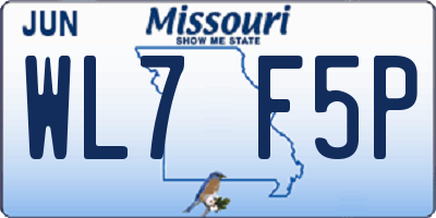 MO license plate WL7F5P