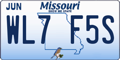 MO license plate WL7F5S