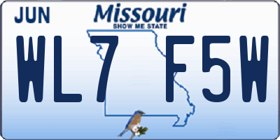 MO license plate WL7F5W