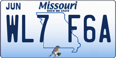 MO license plate WL7F6A