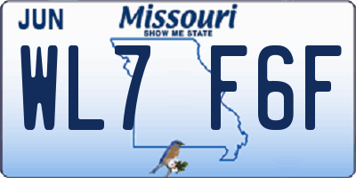MO license plate WL7F6F
