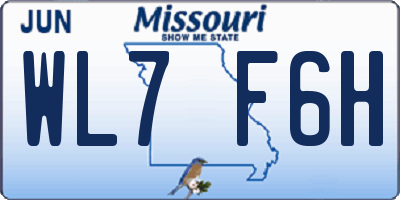 MO license plate WL7F6H