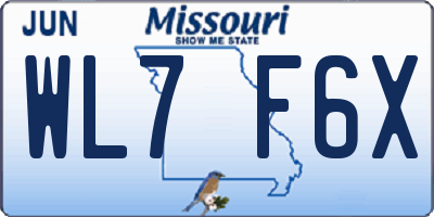MO license plate WL7F6X
