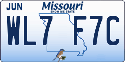 MO license plate WL7F7C