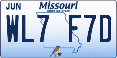 MO license plate WL7F7D