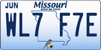 MO license plate WL7F7E