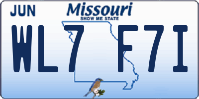 MO license plate WL7F7I
