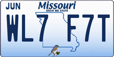 MO license plate WL7F7T