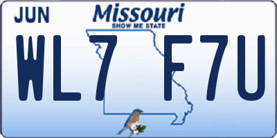 MO license plate WL7F7U