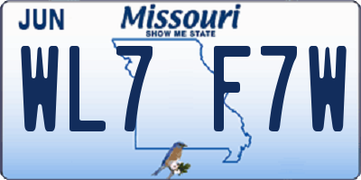 MO license plate WL7F7W