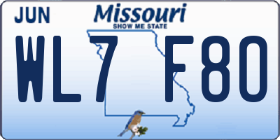 MO license plate WL7F8O