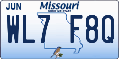 MO license plate WL7F8Q