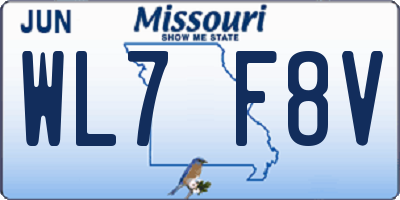 MO license plate WL7F8V