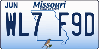 MO license plate WL7F9D