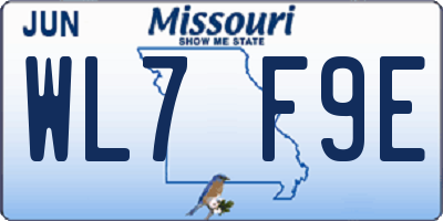 MO license plate WL7F9E