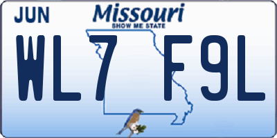 MO license plate WL7F9L