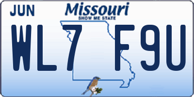 MO license plate WL7F9U