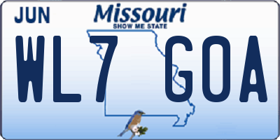 MO license plate WL7G0A