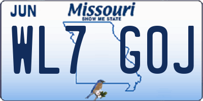 MO license plate WL7G0J